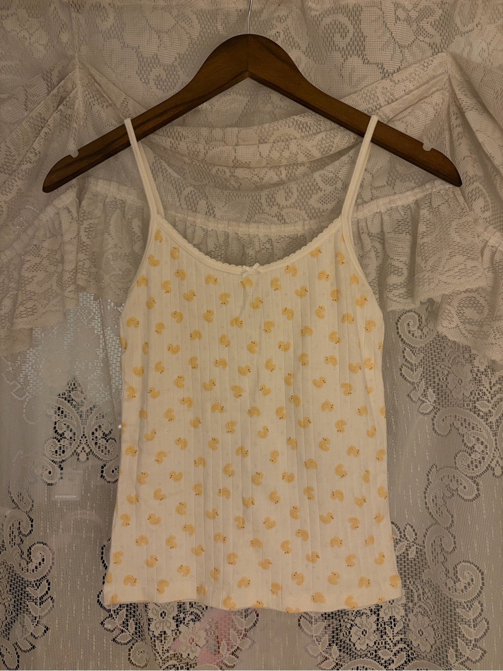 Brandy Melville yellow duck pointelle tank